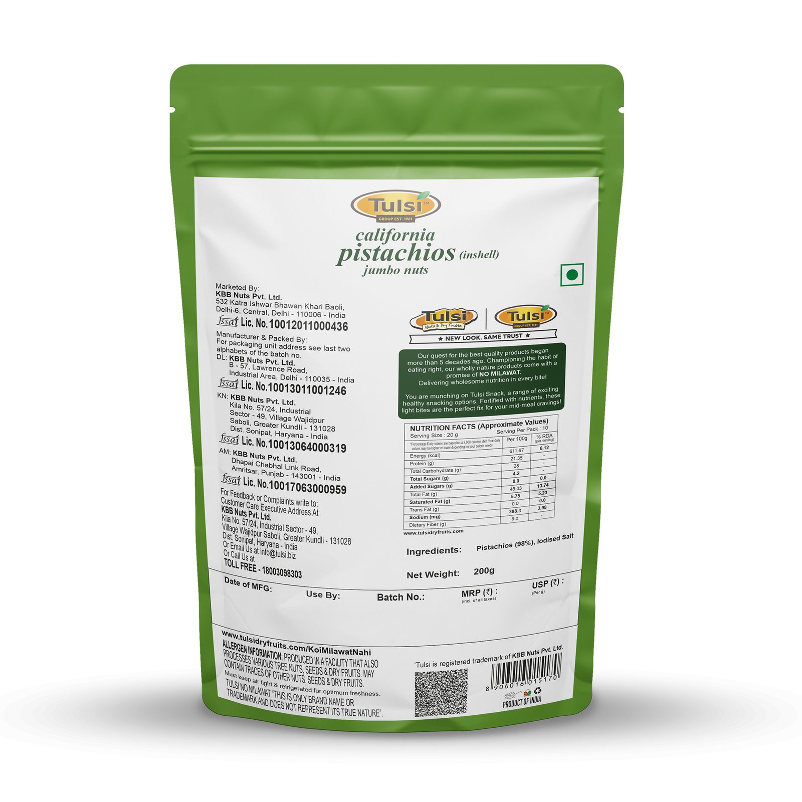 Tulsi California Pistachios Jumbo Nuts 200g Back.jpg