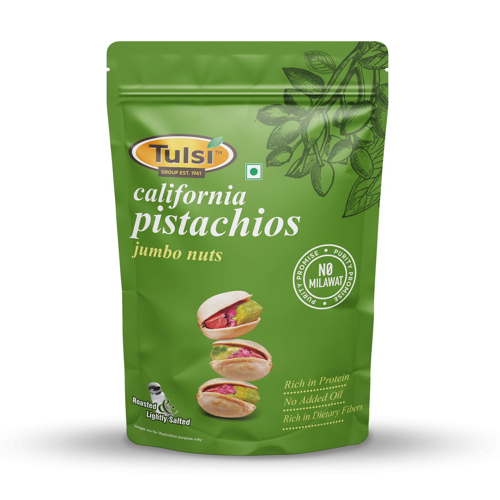 Tulsi California Pistachios Jumbo Nuts 200g Front.jpg